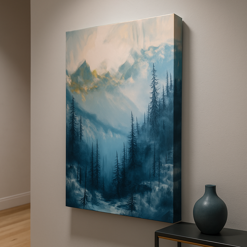 Mockup of Abstract textured mountain and forest painting artwork