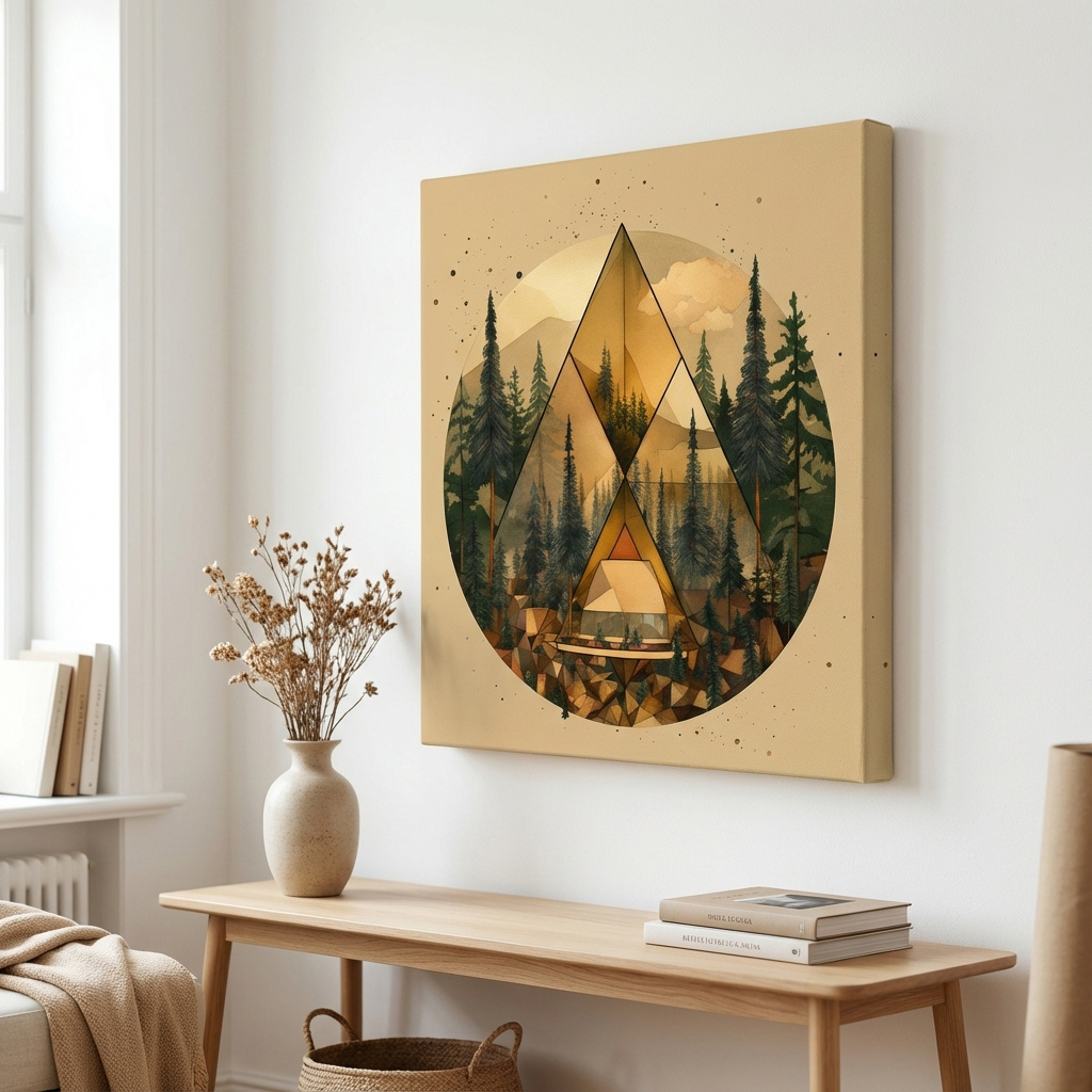 Mockup of Cabin in the forest, elegant rustic wall art