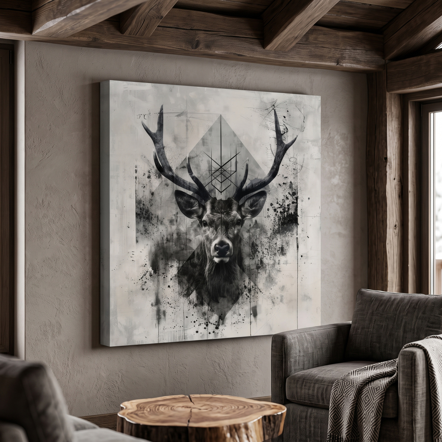 Mockup of Ornate tribal deer artwork, graffiti tattoo inspired design