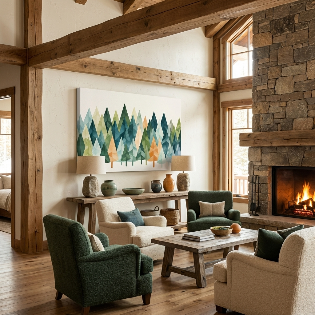 Mockup of Bohemian style rustic forest wall art