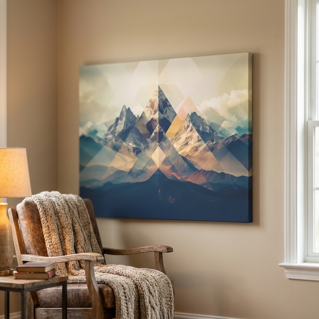 Mockup of Abstract geometric mountain art
