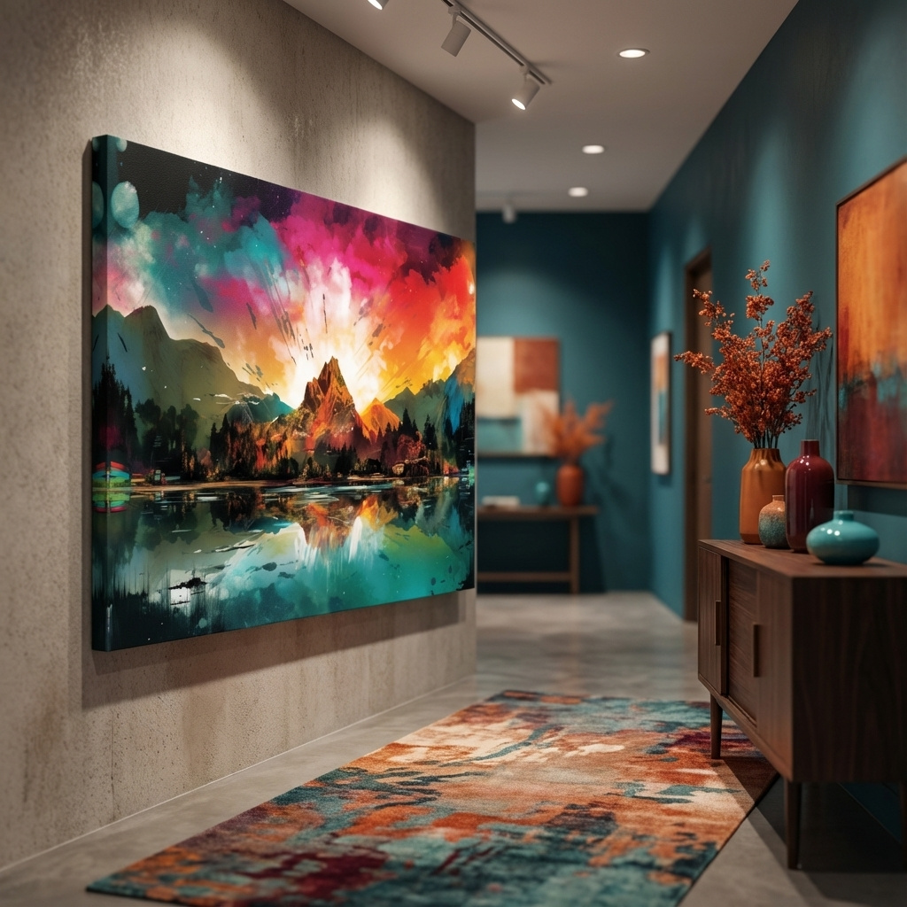 Mockup of Colourful abstract mountain painting