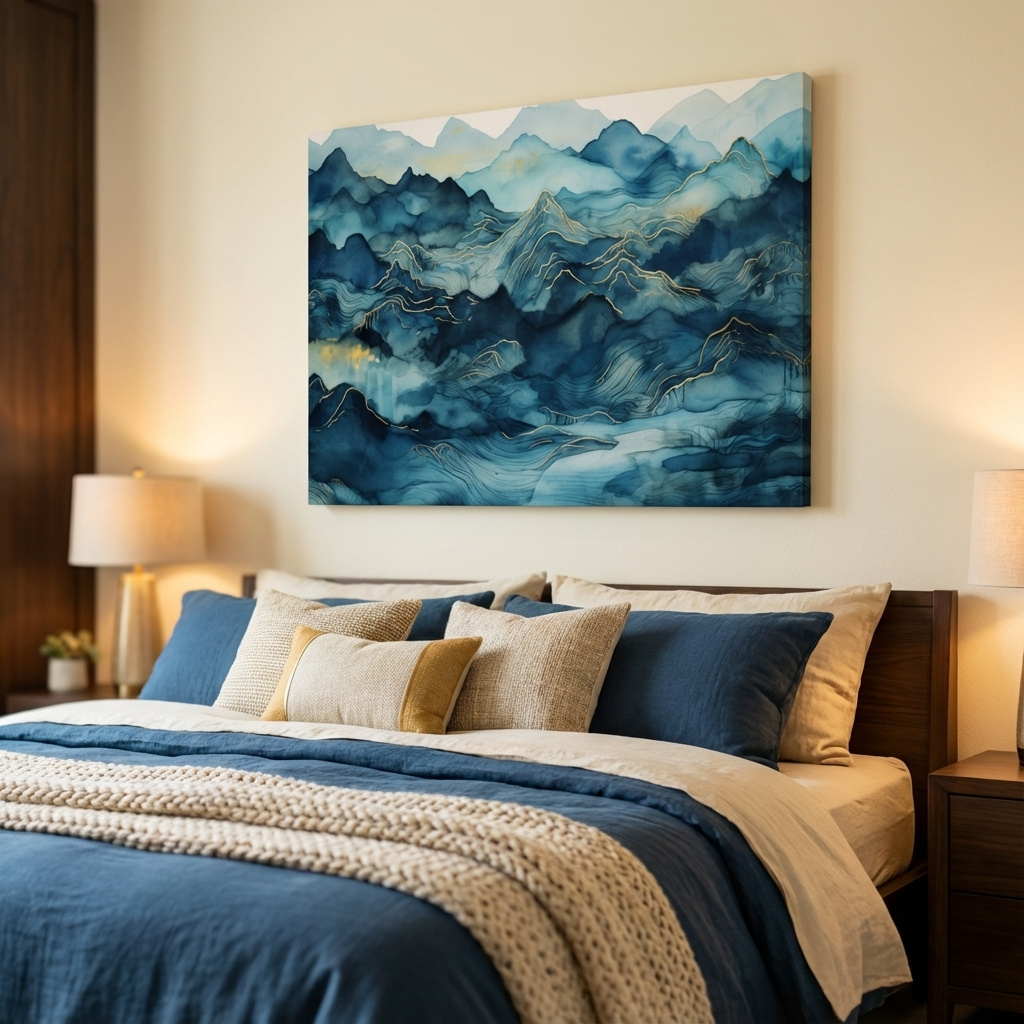 Mockup of Abstract watercolour mountain painting