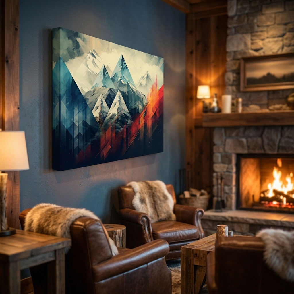 Mockup of Geometric Abstract Alpine Mountains - Modern Colorful Wall Art