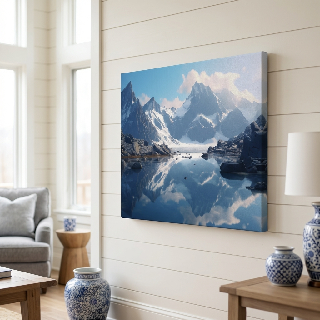 Mockup of Photographic art of a glacial alpine lake