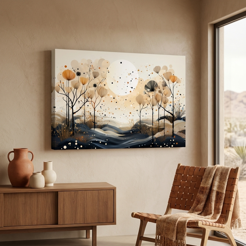 Mockup of Surreal illustation of a chic boho forest