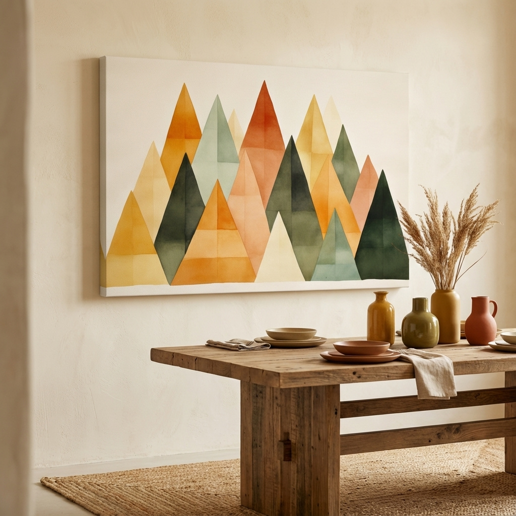 Mockup of Geometic bohemian mountains illustration wall art