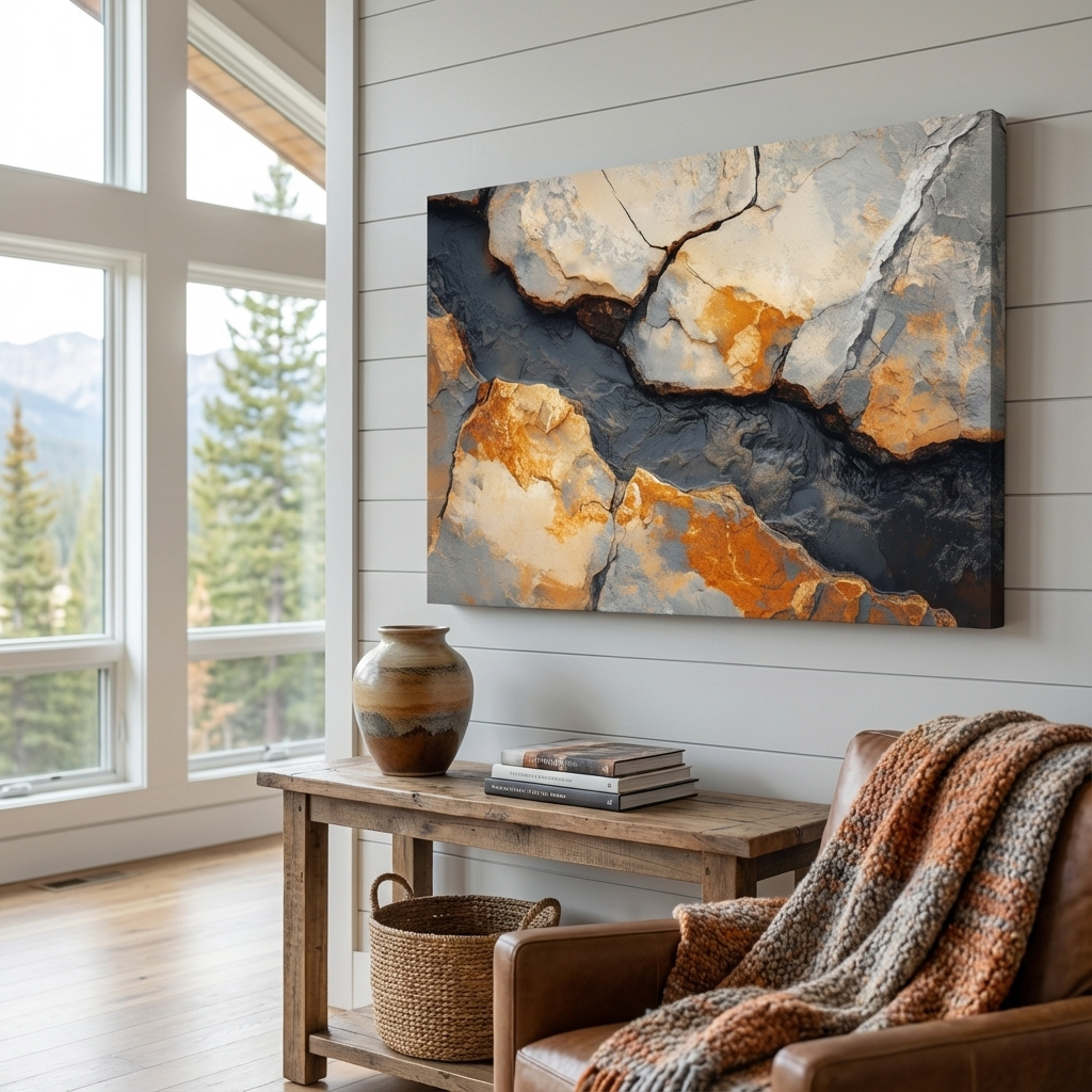 Mockup of Natural stone and rock wall art, textured rustic artwork