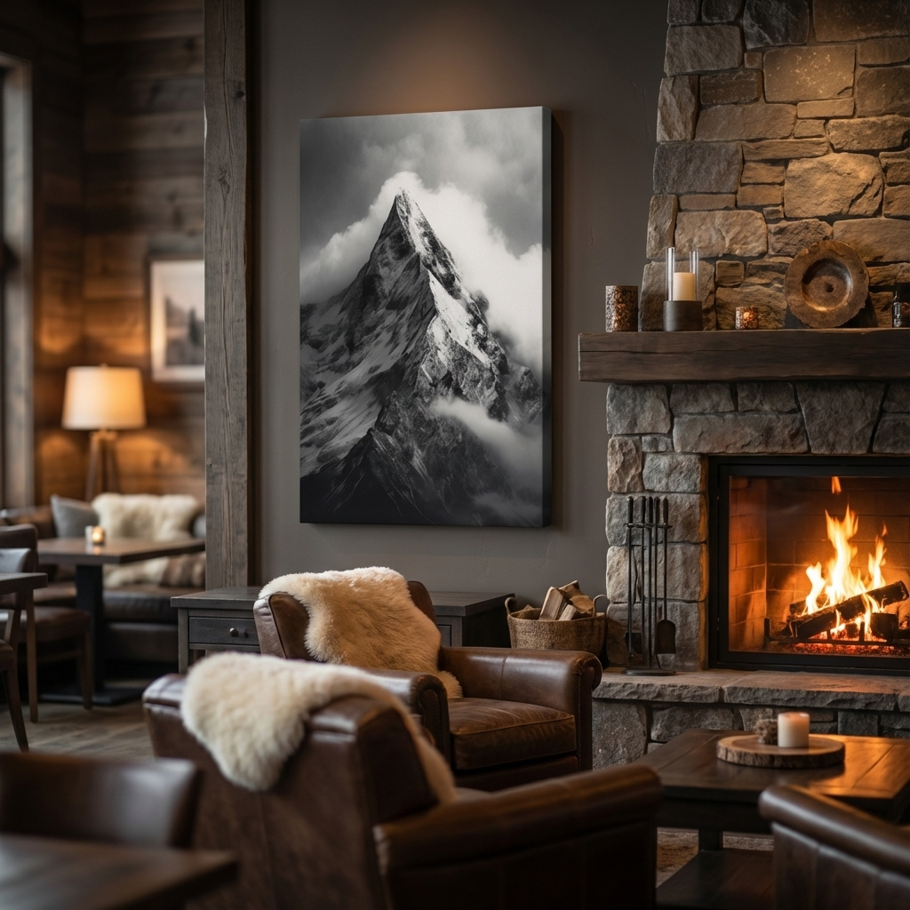 Mockup of Photographic art, ominous glacier in the clouds