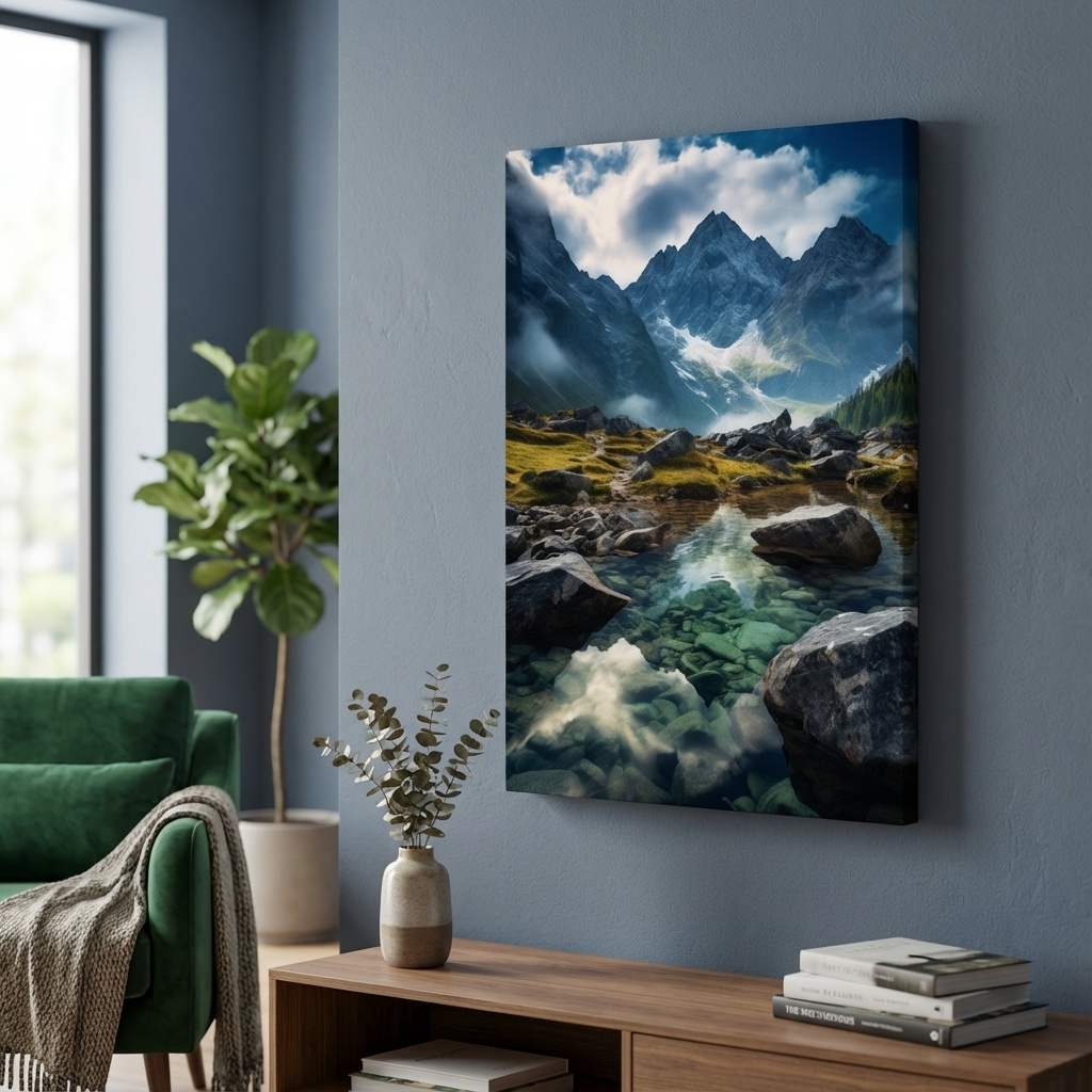 Mockup of Photographic art of a pristine alpine glacial stream