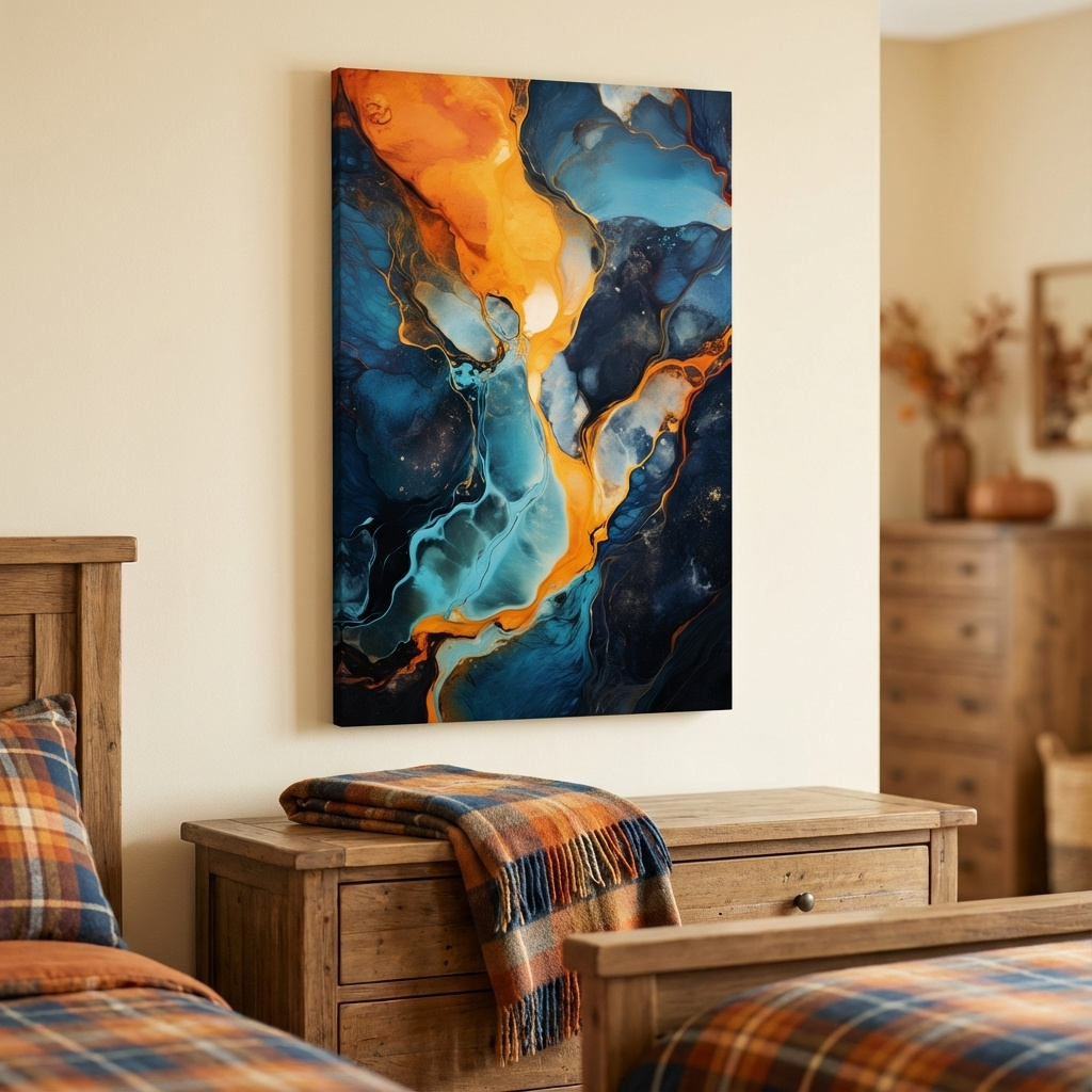 Mockup of Elegant abstract art, river flowing through the rocks