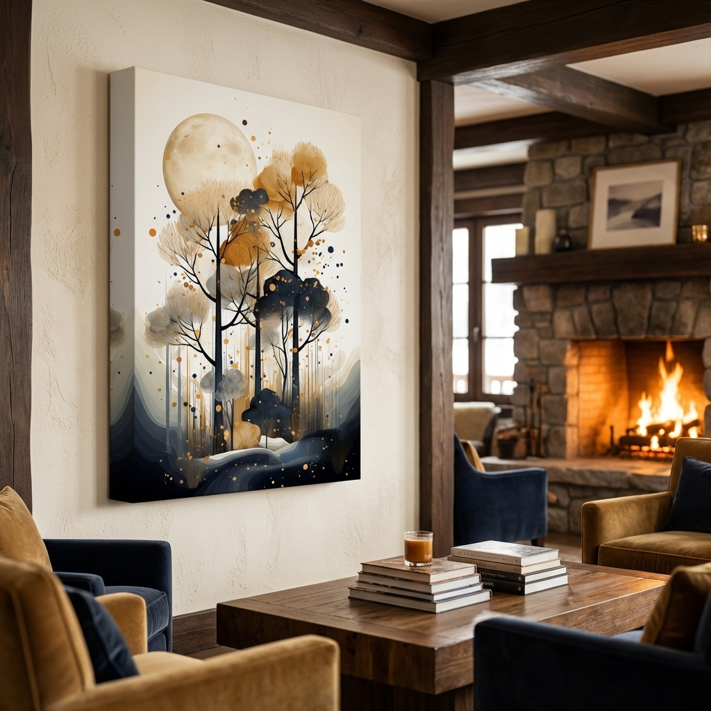 Mockup of Illustration art surreal chic boho forest