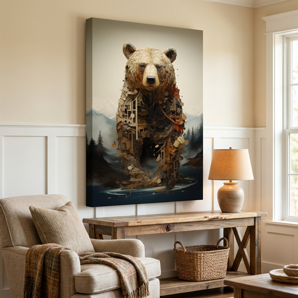 Mockup of MC Escher style bear art
