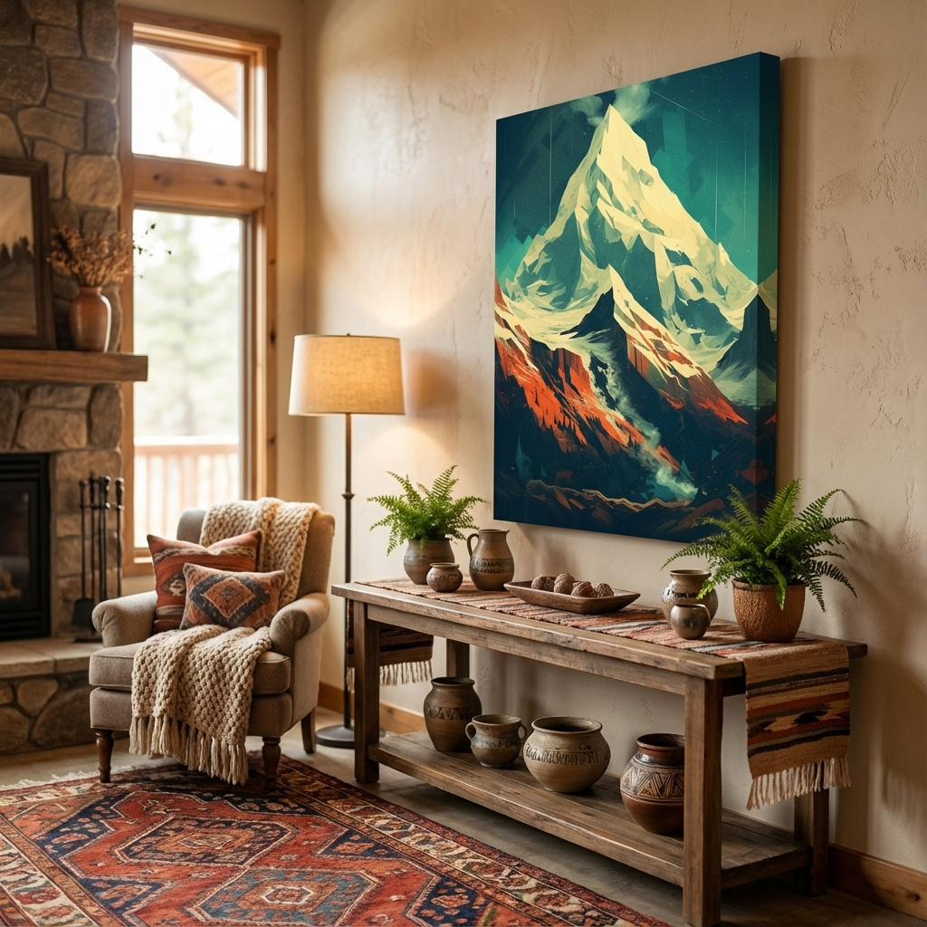 Mockup of Retro style mountain glacier art poster