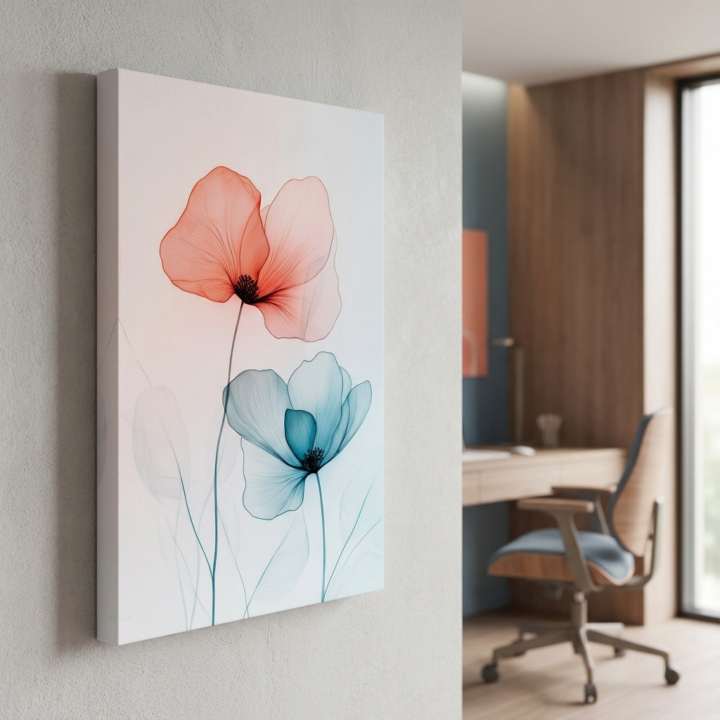 Mockup of Minimalist Poppy Watercolor Print - Modern Botanical Floral Wall Art