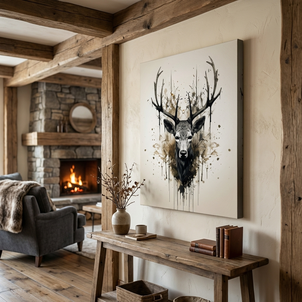 Mockup of Rorschach art inkblot illustration of a deers head