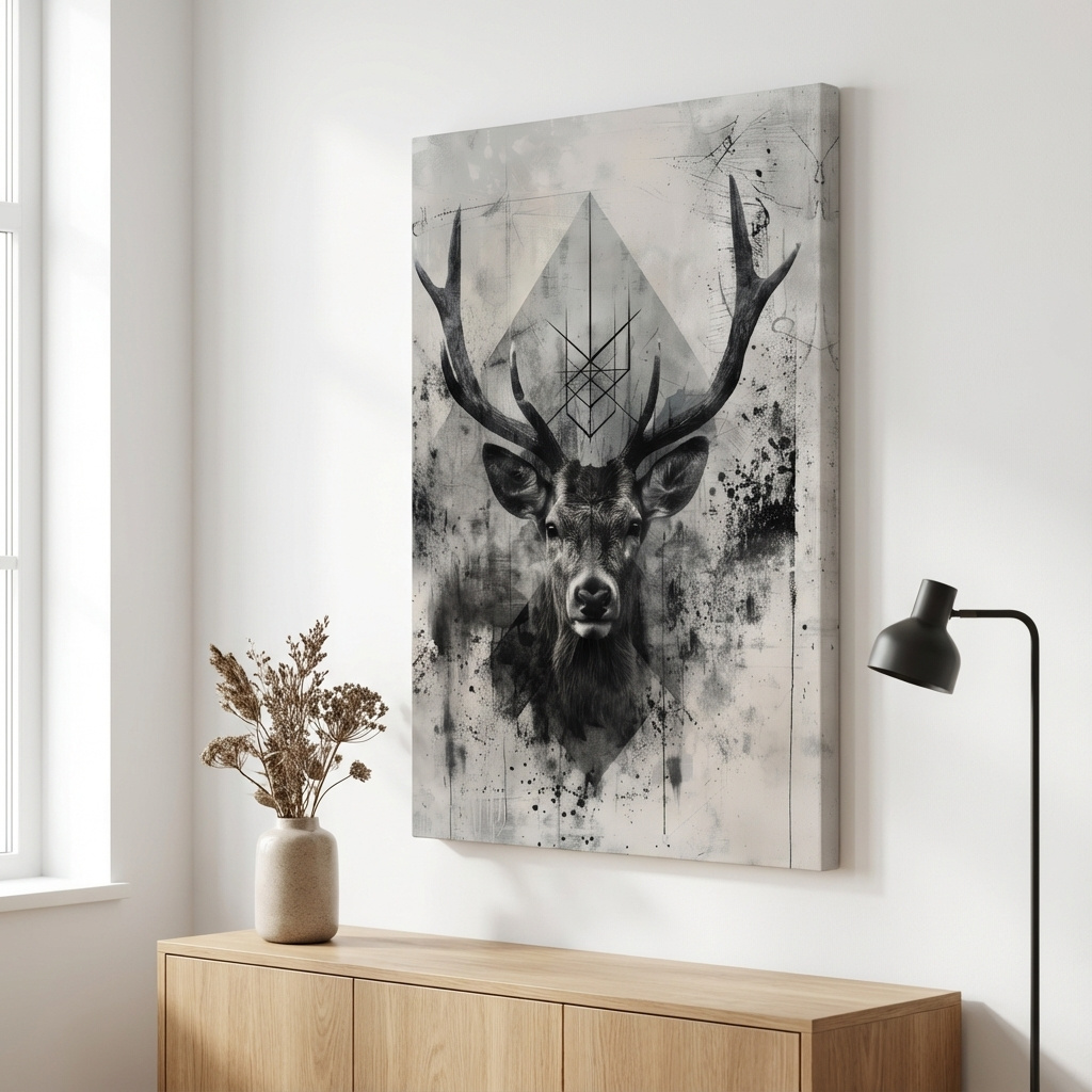 Mockup of Ornate tribal deer artwork, graffiti tattoo inspired design