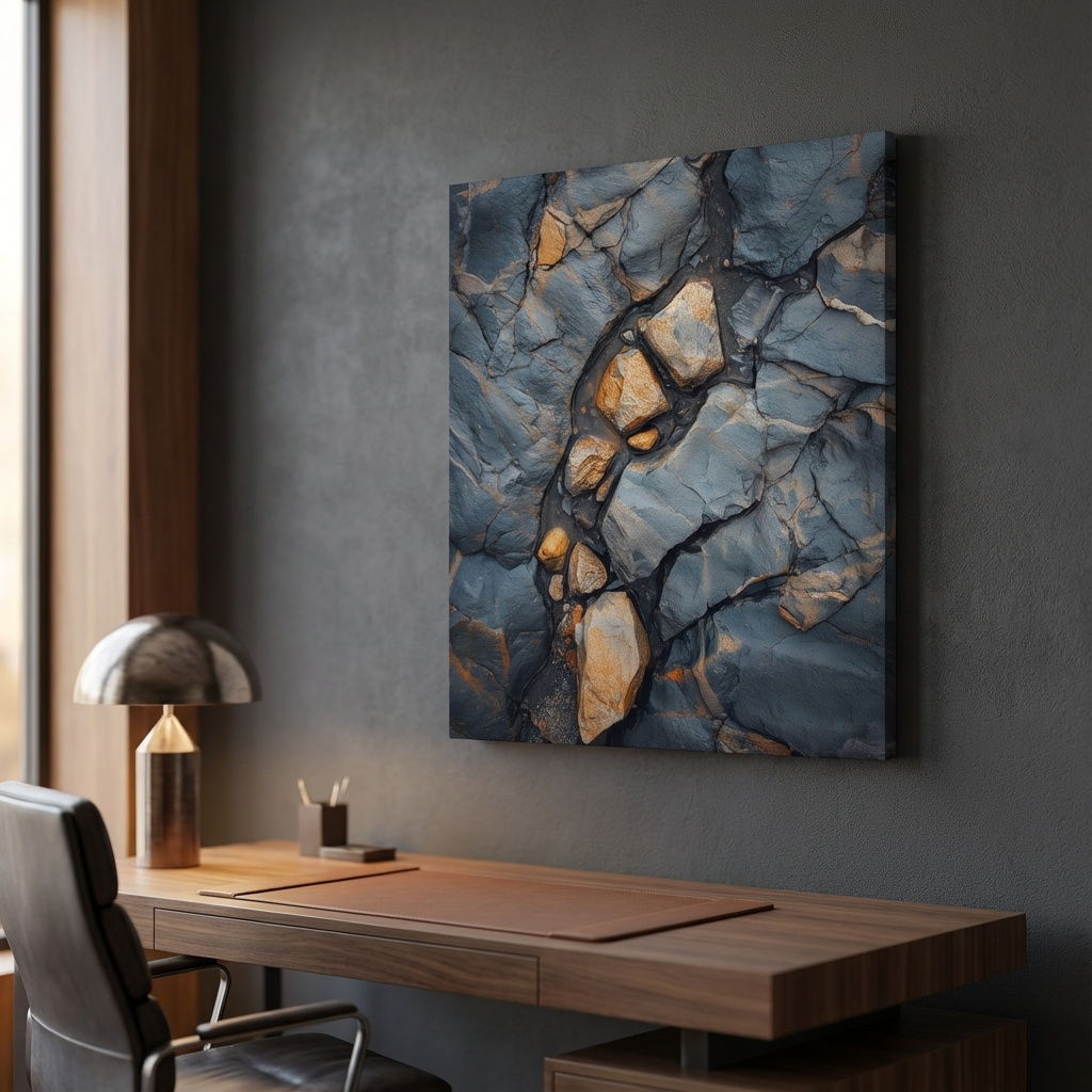 Mockup of Natural rock and stone artwork, natural elements textured rustic wall art
