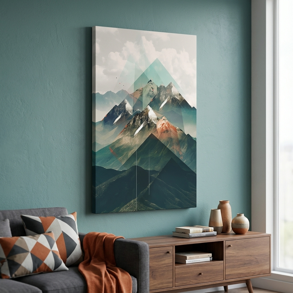 Mockup of Geometric Alpine Mountain Peaks - Modern Abstract Landscape Wall Art