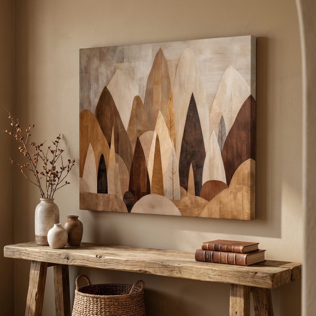 Mockup of Earthy Abstract Boho Mountains - Modern Minimalist Forest Wall Art