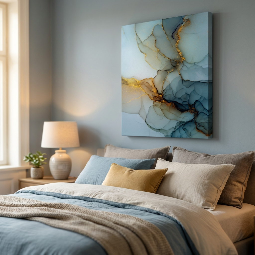 Mockup of Elegant Alcohol Ink Abstract - Modern Marble Effect Wall Art