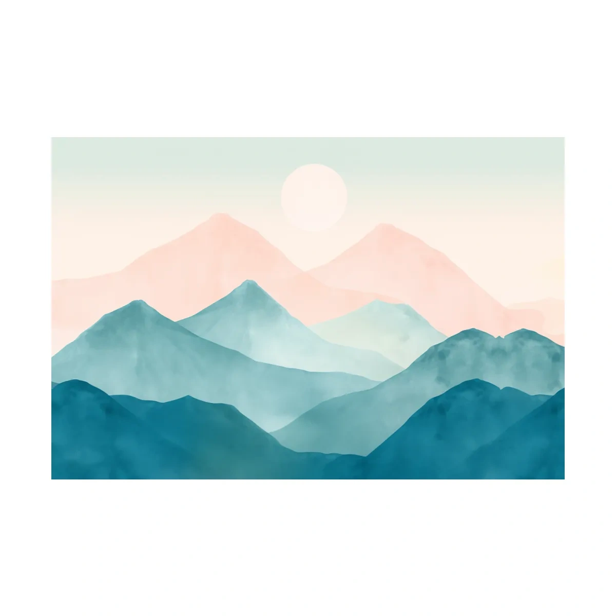 Minimalist Pastel Watercolor Mountains - Serene Abstract Landscape Wall Art