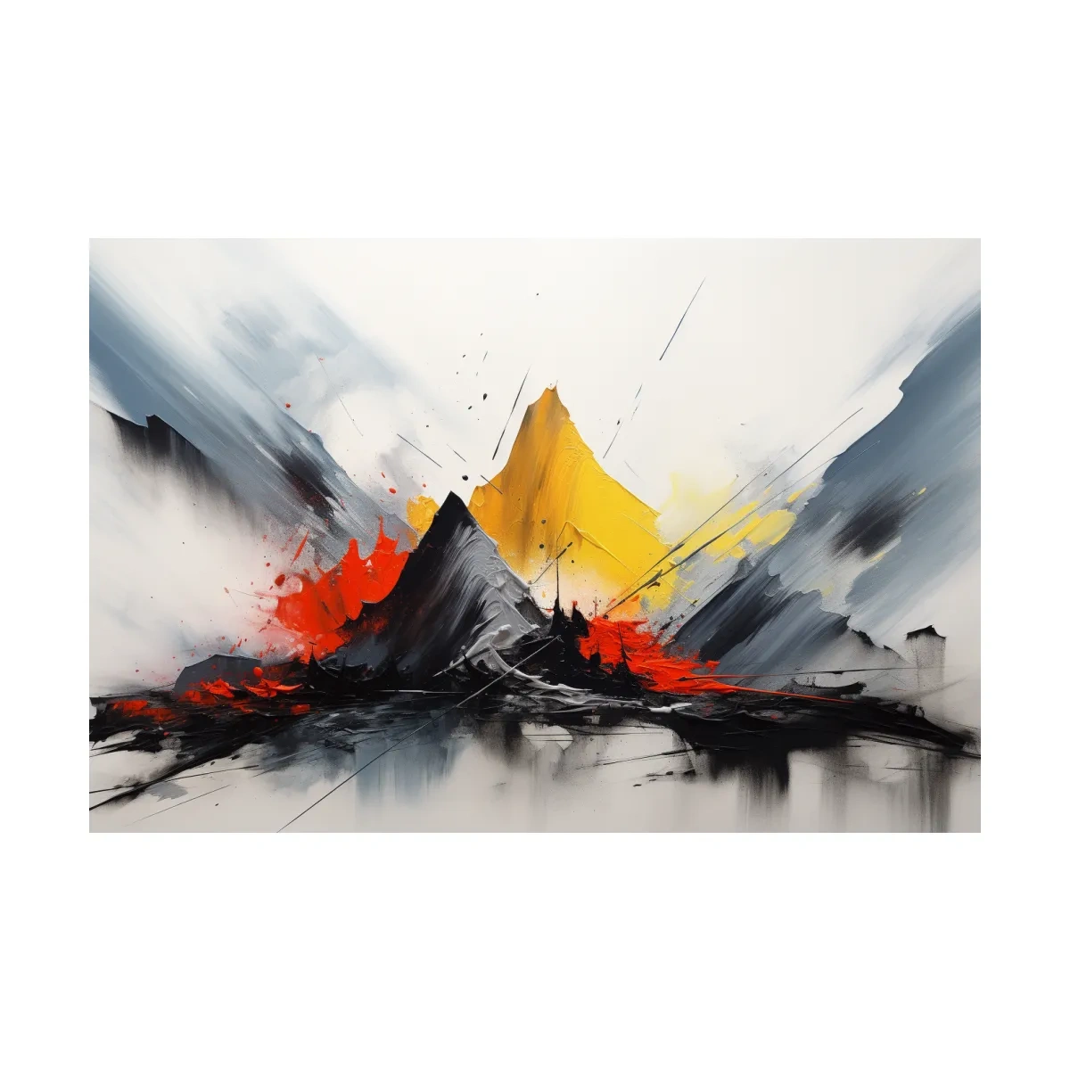 Abstract Mountain Peaks Painting - Modern Impasto Style Wall Art