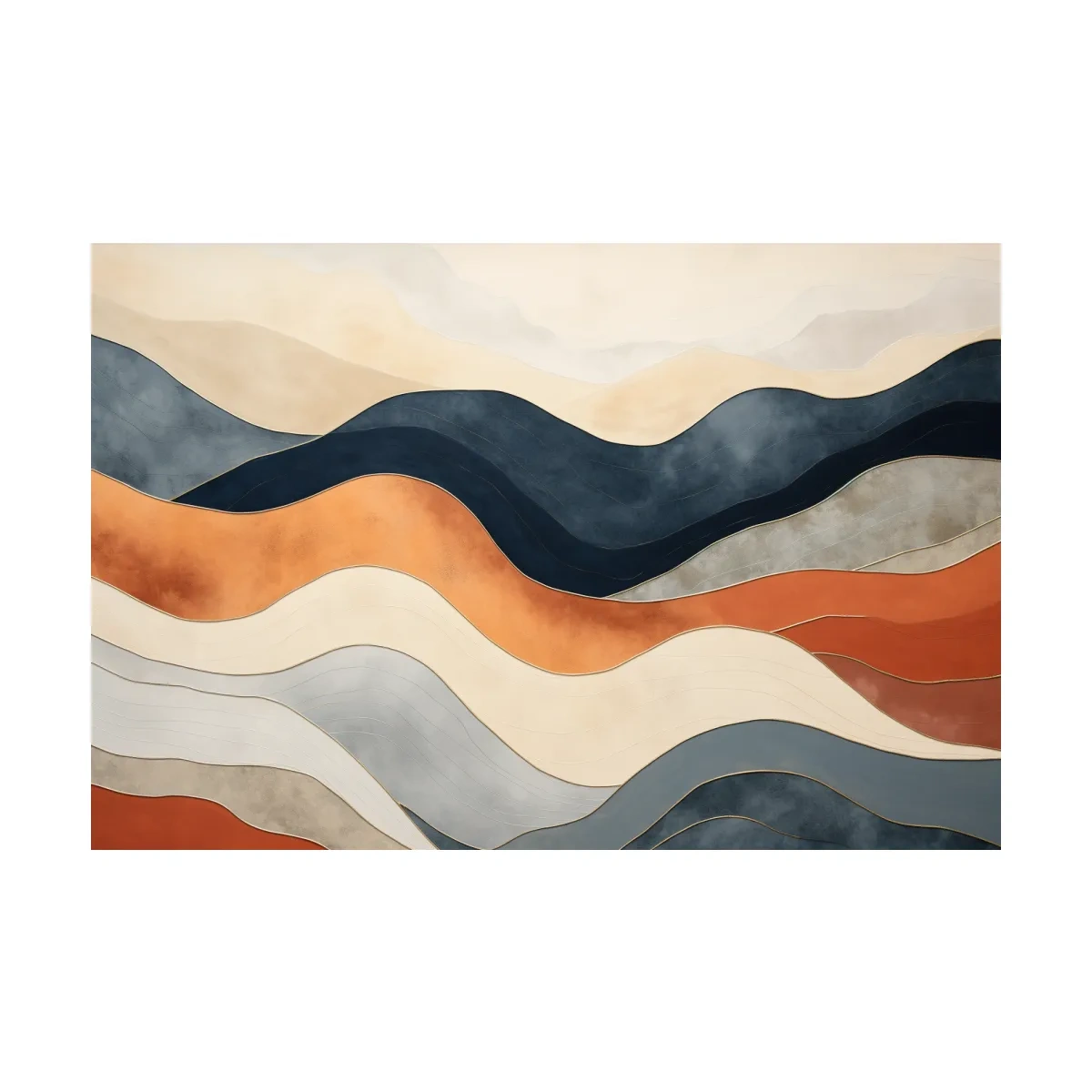 Abstract Wavy Mountain Layers - Mid Century Modern Landscape Wall Art