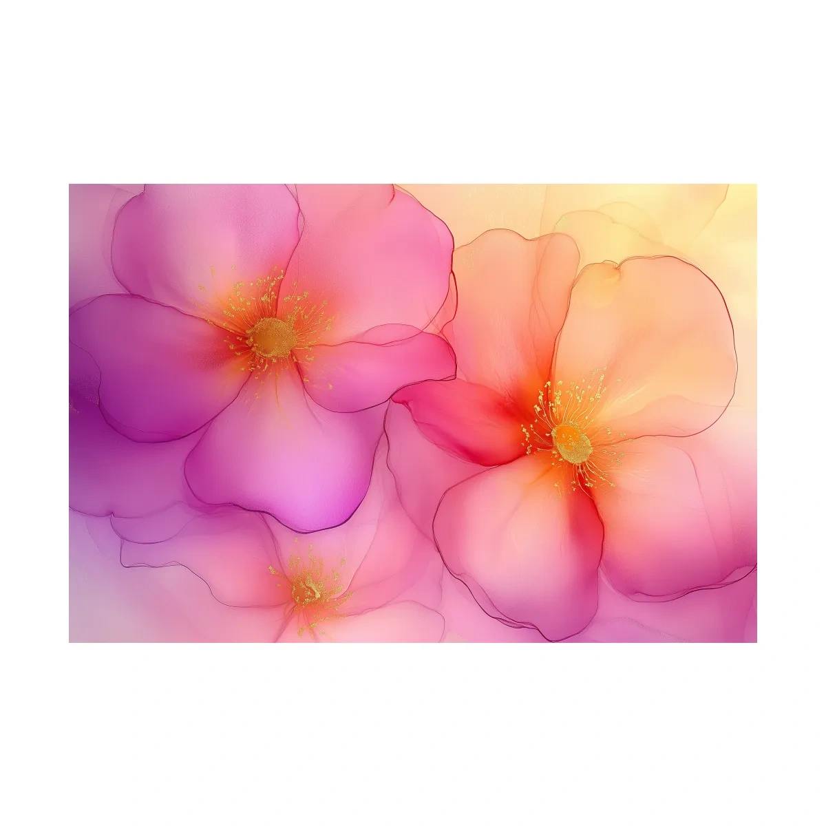 Vibrant Pink Blossom Watercolor Illustration - Modern Floral Wall Art