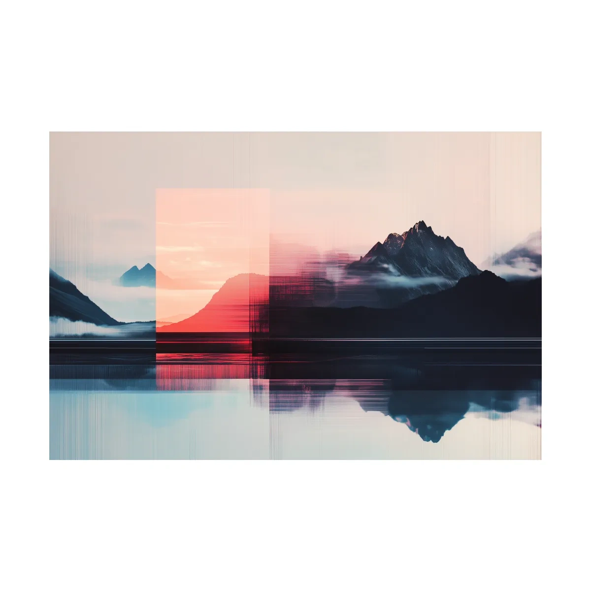 Glitch Art Alpine Mountain Sunset - Abstract Modern Wall Art