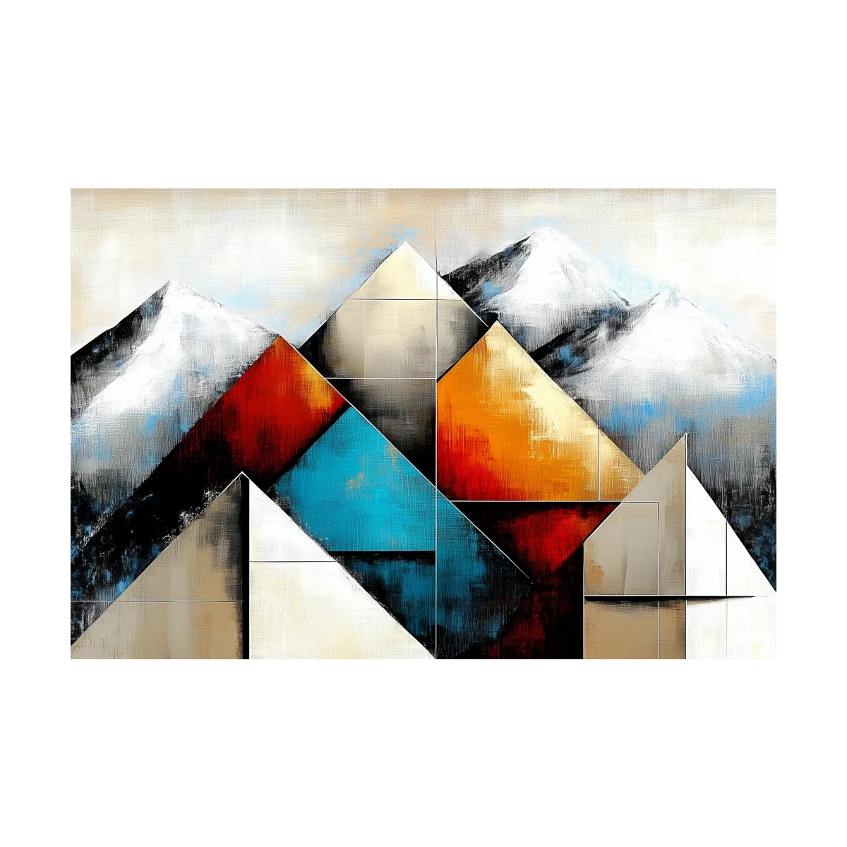 Geometric Abstract Mountain Glacier Painting - Modern Textured Style Wall Art