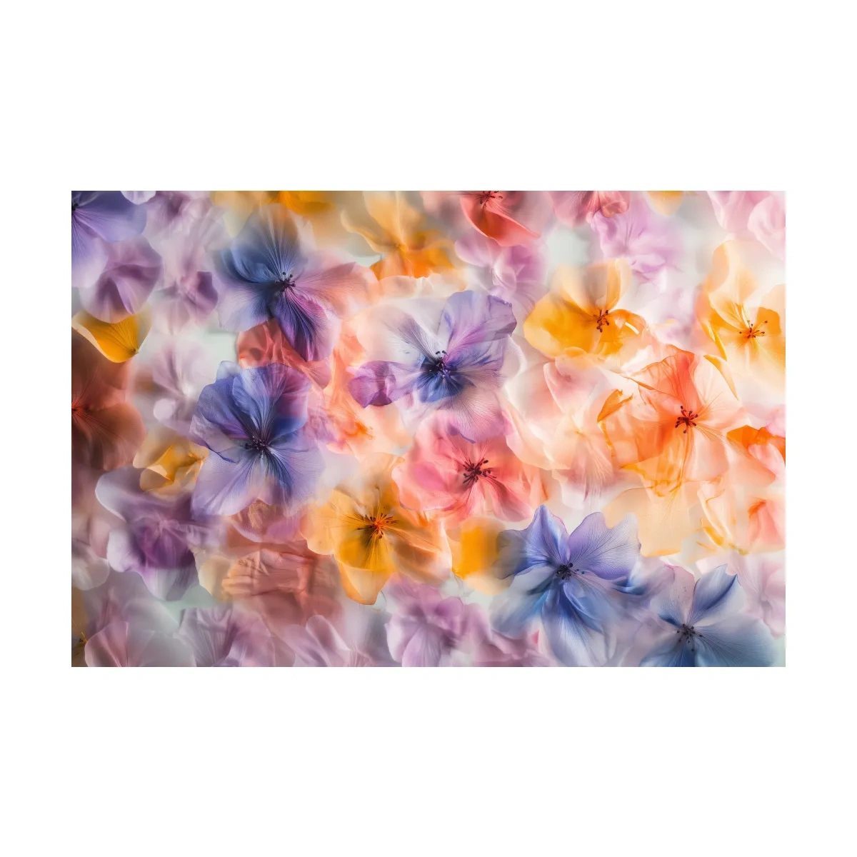 Oshibana Pastel Floral Petal Collage - Soft Botanical Wall Art