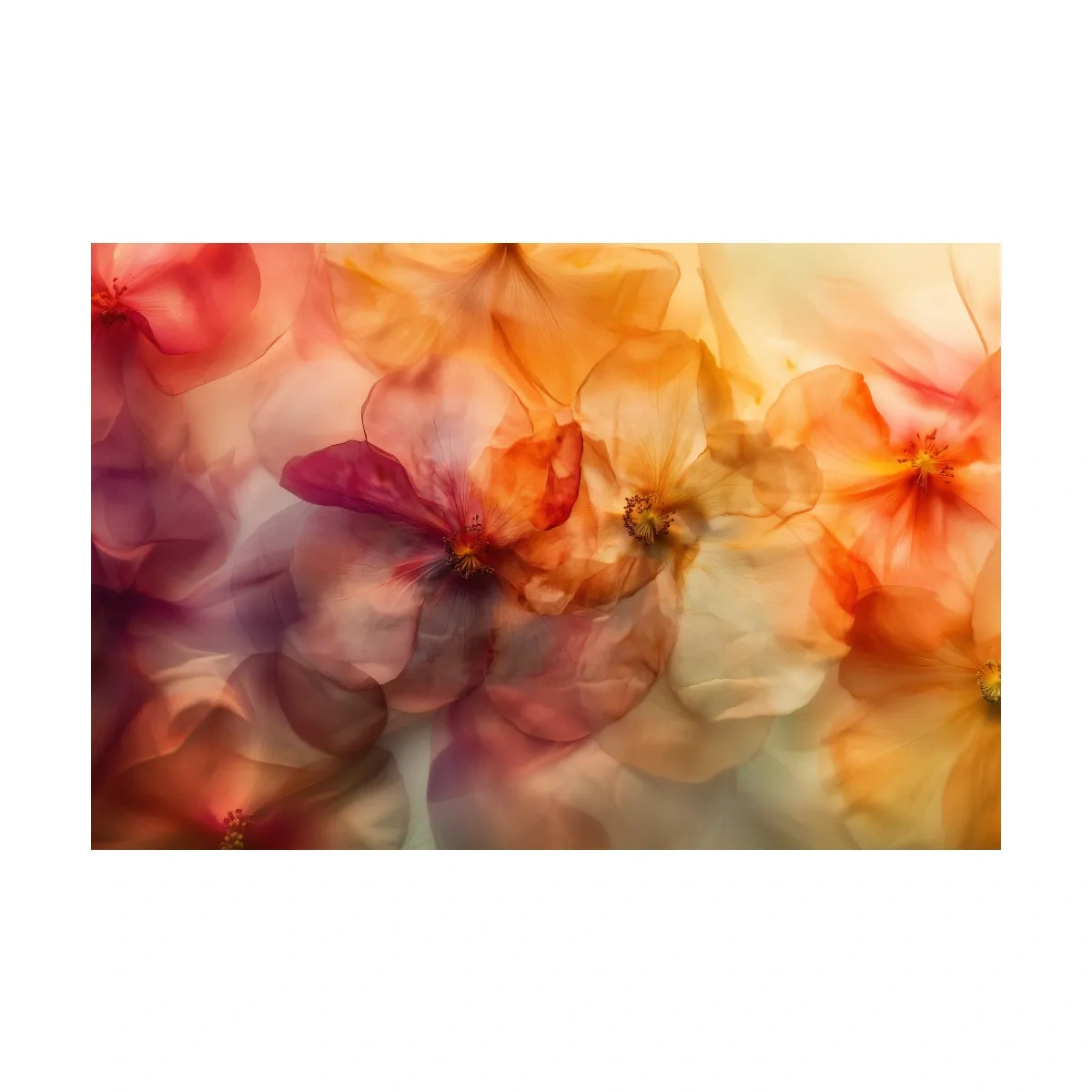 Ethereal Warm Floral Watercolor Blooms - Oshibana Botanical Wall Art