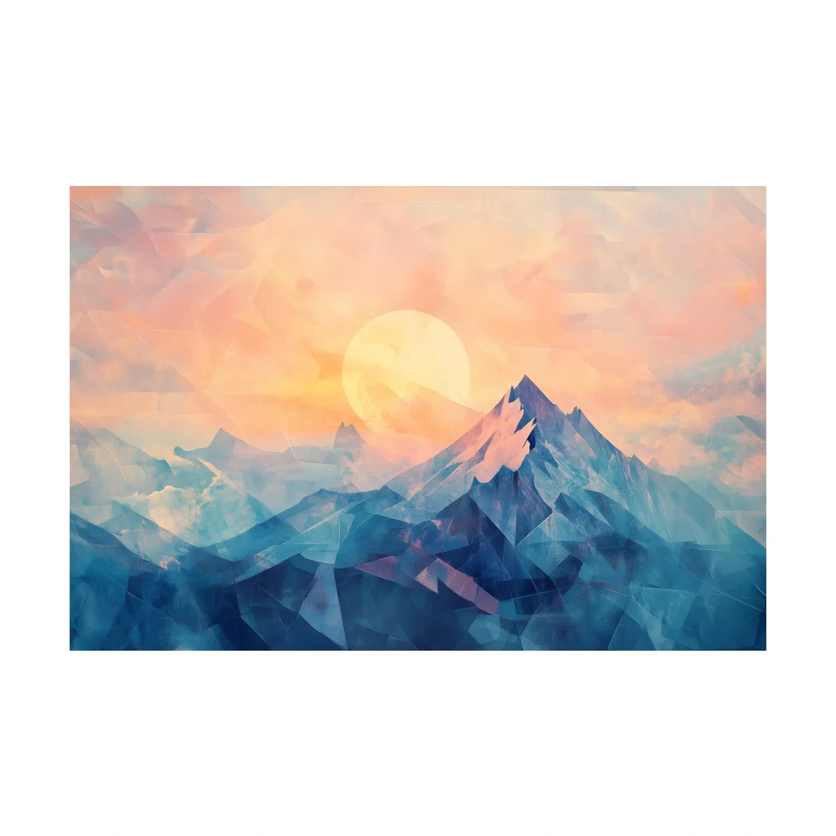 Sunset Mountain Peaks Mosaic In Pastel Hues - Modern Abstract Wall Art