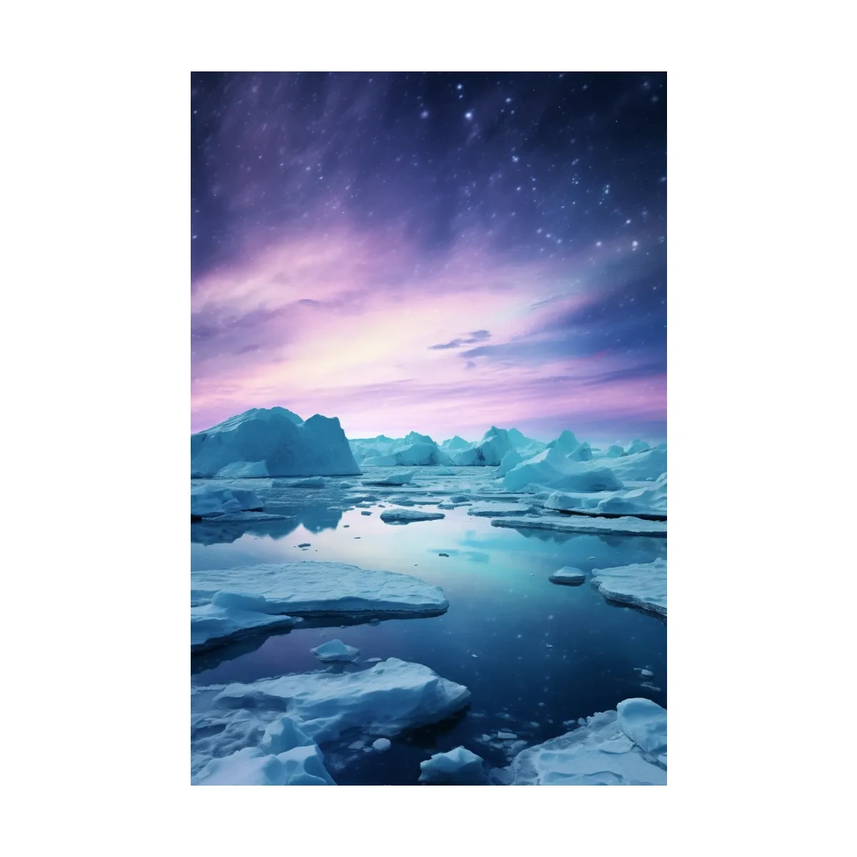 Ethereal Arctic Iceberg Aurora Sky - Dreamy Polar Northern Lights Wall Art
