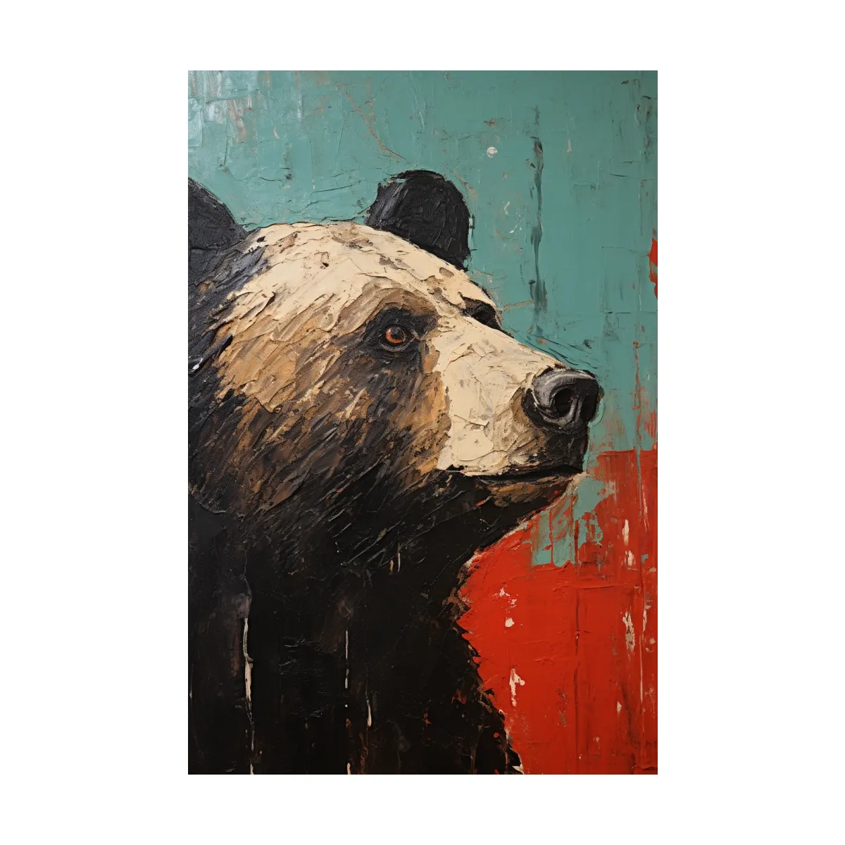 Black Bear Portrait Painting - Rutsic Wildlife Wall Art
