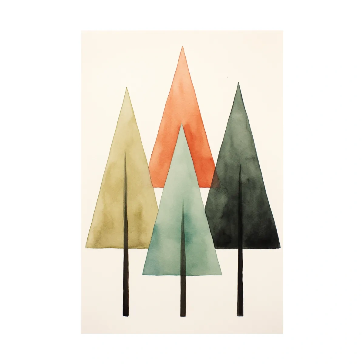 Minimalist Watercolor Pine Tree Trio - Scandinavian Forest Wall Art