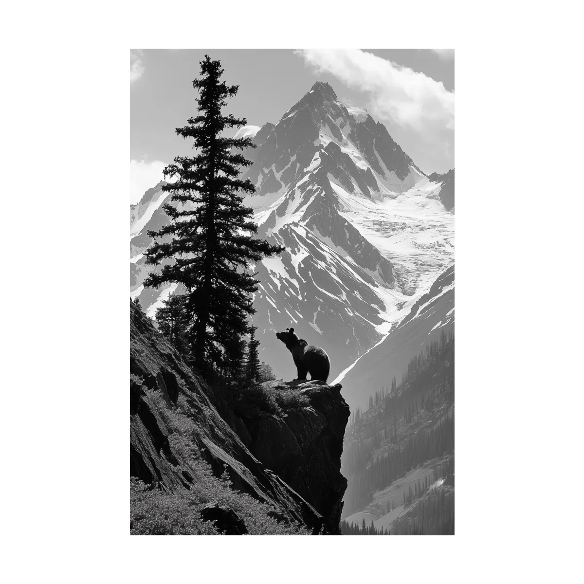 Grizzly Bear Mountain Vista - Photographic Alpine Wilderness Wall Art