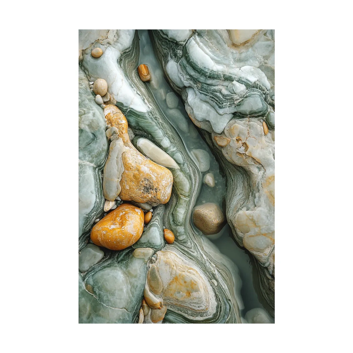 Abstract Agate Stone Riverbed Texture - Marble Geological Wall Art