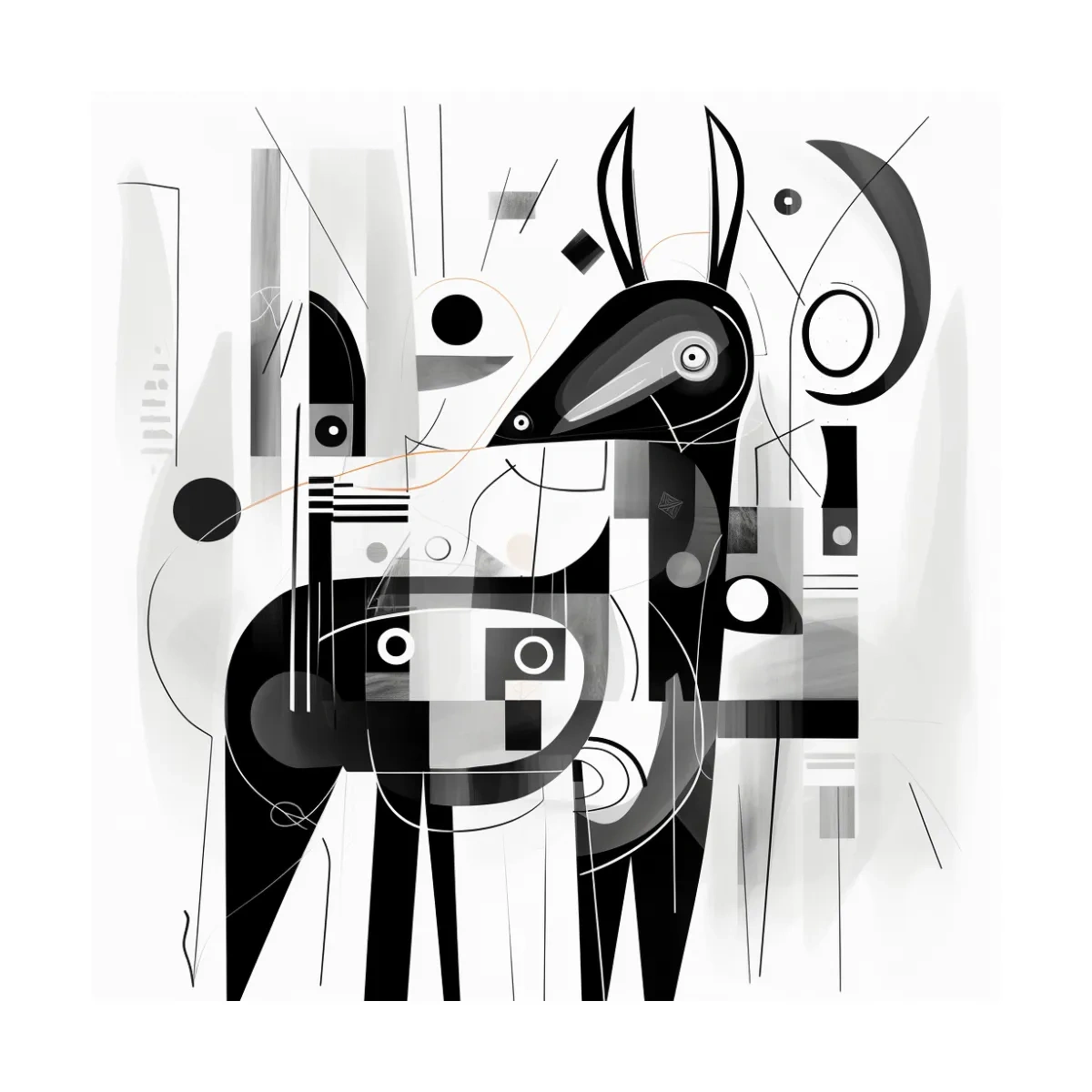 Abstract Geometric Deer Illustration - Mid Century Animal Wall Art