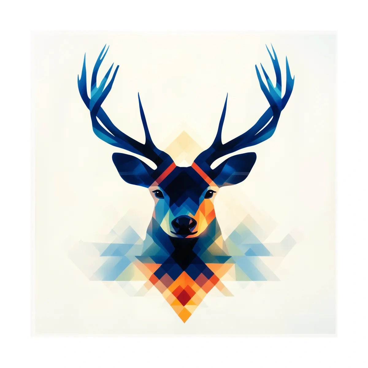Geometric Stag Head Illustration - Colorful Abstract Wildlife Wall Art
