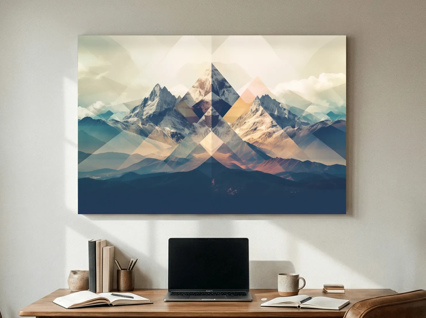 Geometric Abstract Alpine Mountain Peaks - Modern Polygon Landscape Wall Art