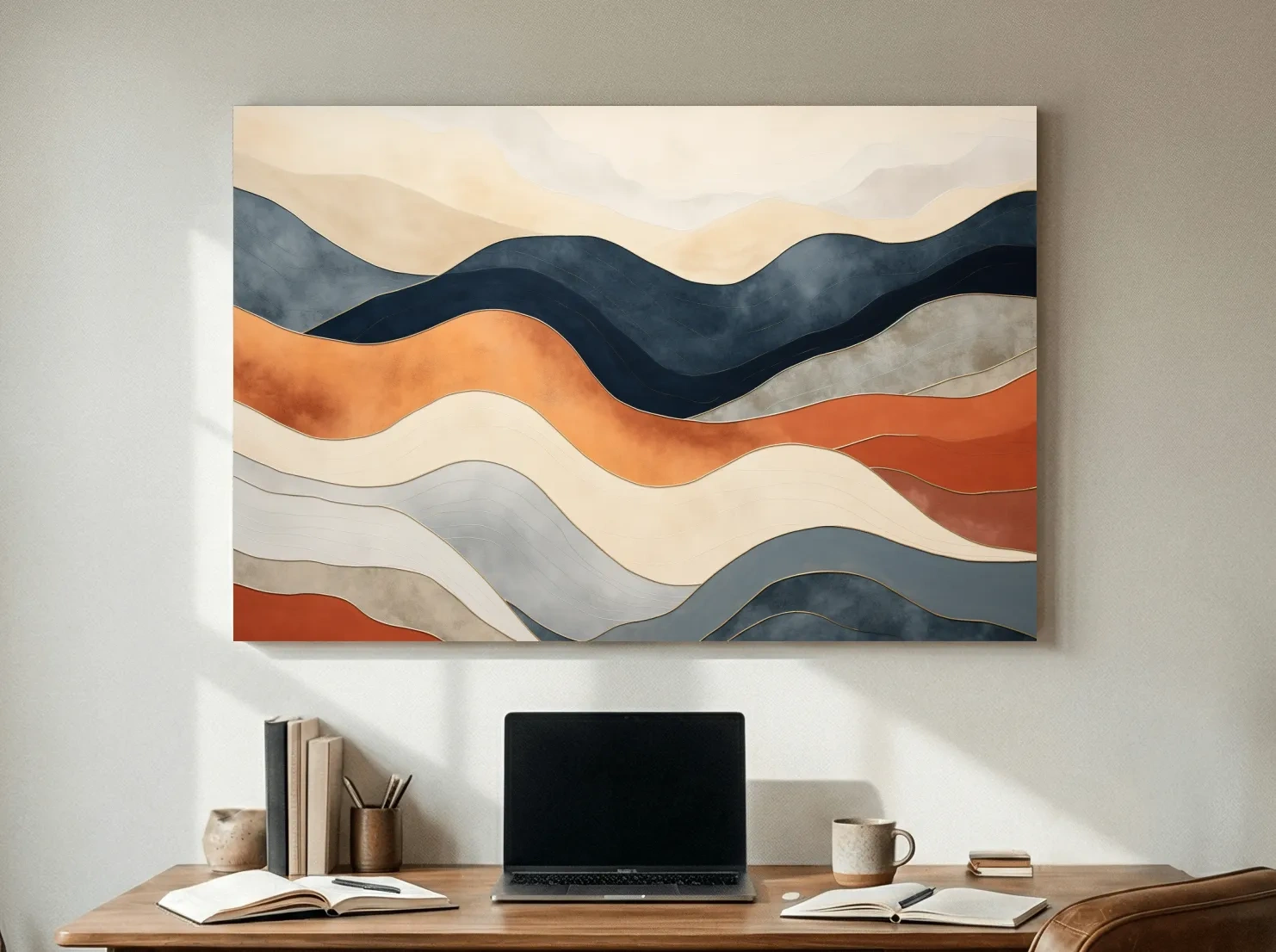 Abstract Wavy Mountain Layers - Mid Century Modern Landscape Wall Art