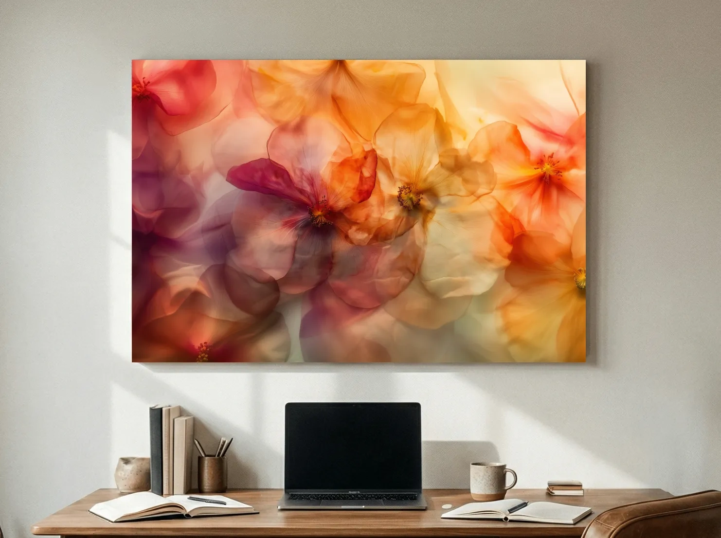 Ethereal Warm Floral Watercolor Blooms - Oshibana Botanical Wall Art