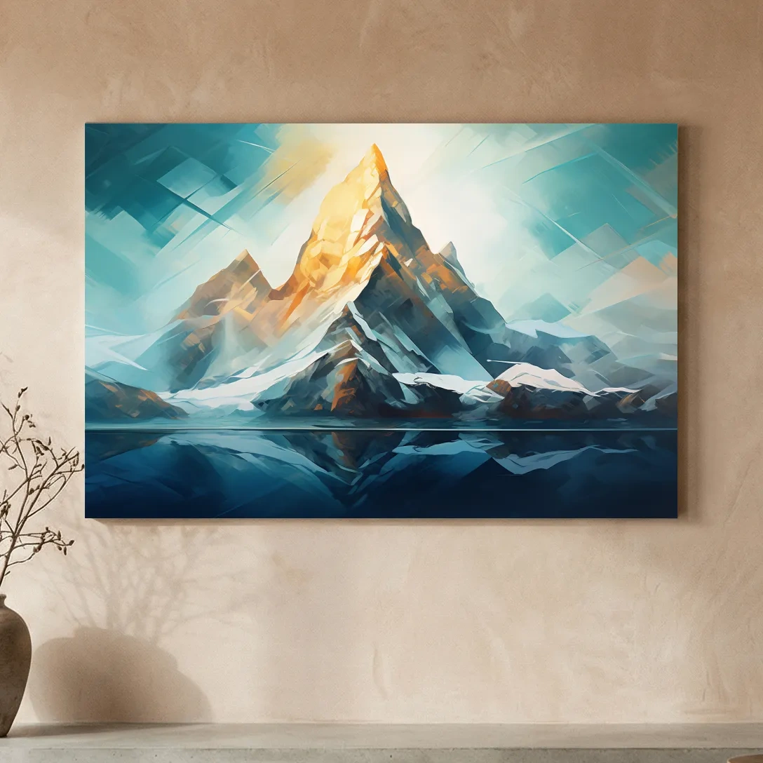 Abstract Alpine Peak Reflection - Modern Mountain Glacier Wall Art