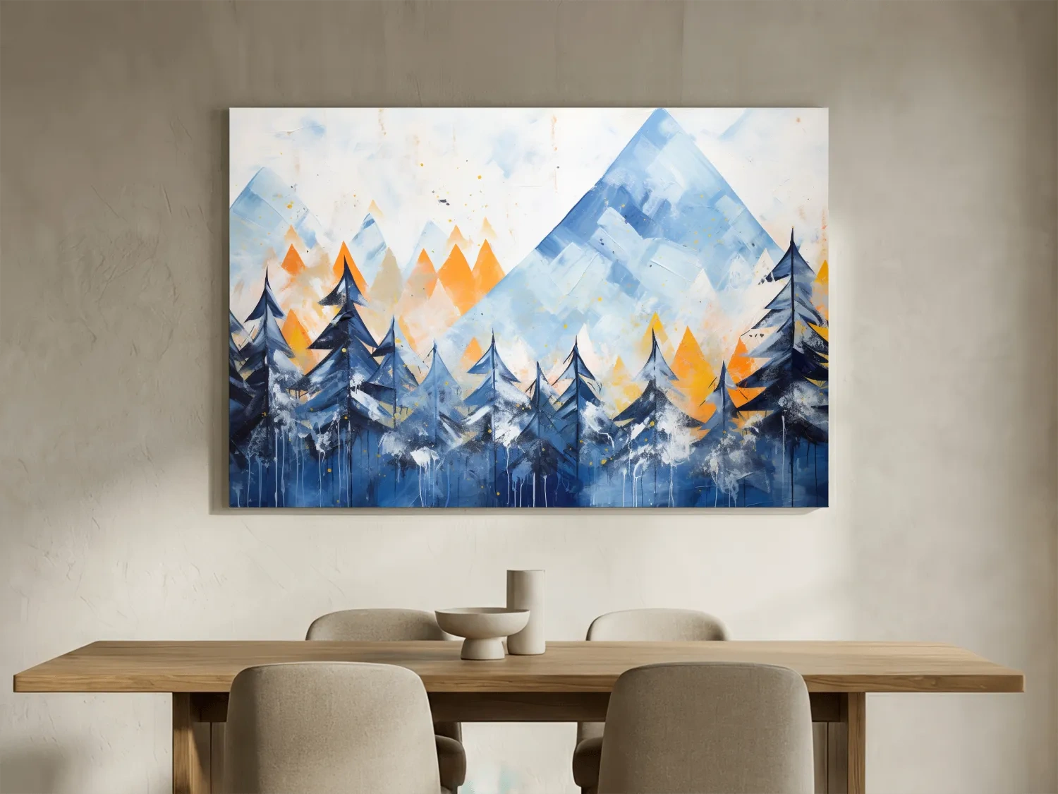 Abstract Alpine Mountain Peaks - Watercolor Forest Wall Art