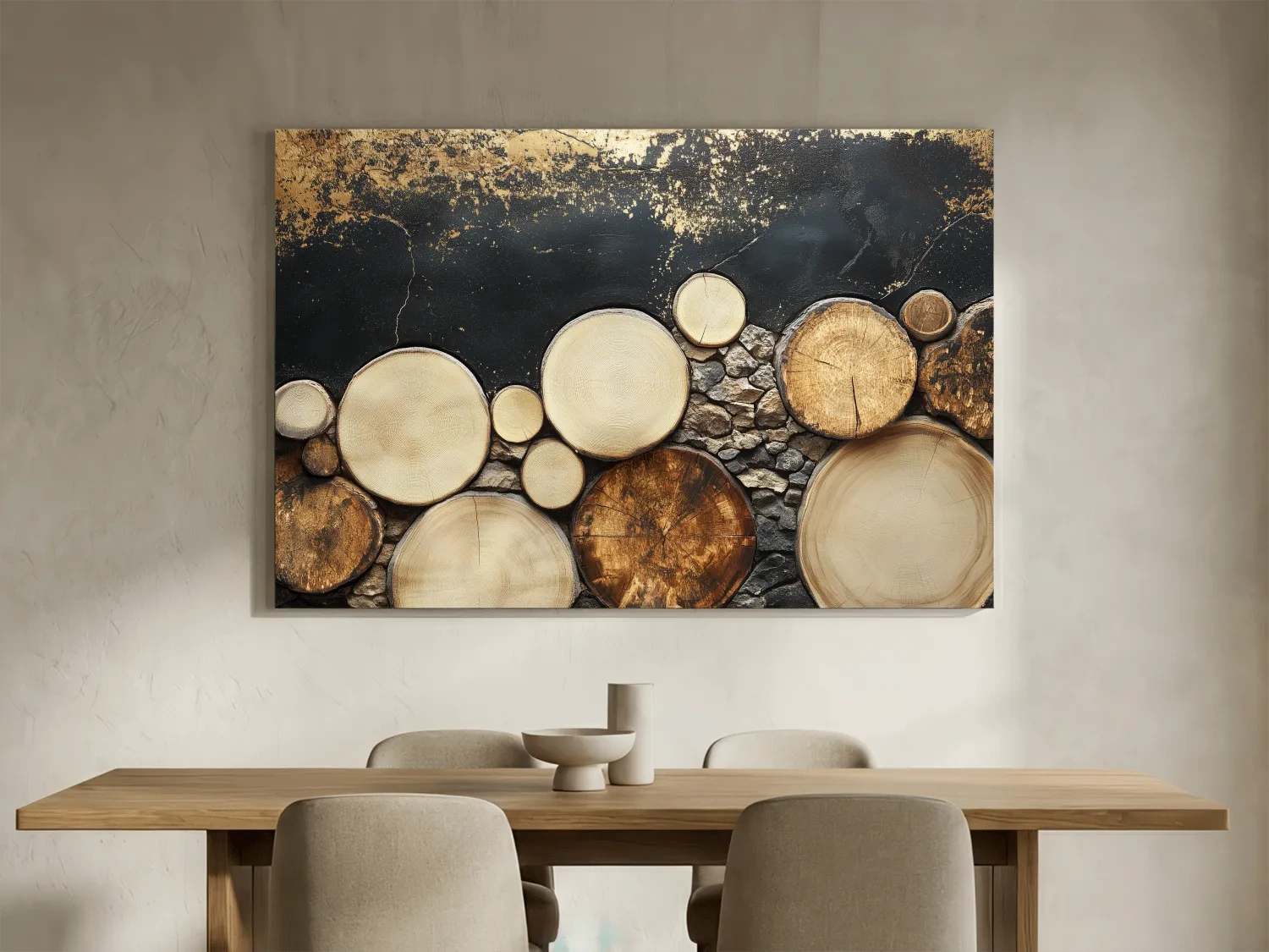 Rustic Wood & Stone Texture - Modern Farmhouse Wall Art