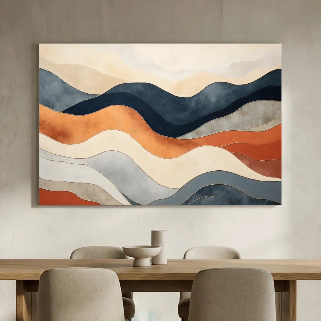 Abstract Wavy Mountain Layers - Mid Century Modern Landscape Wall Art