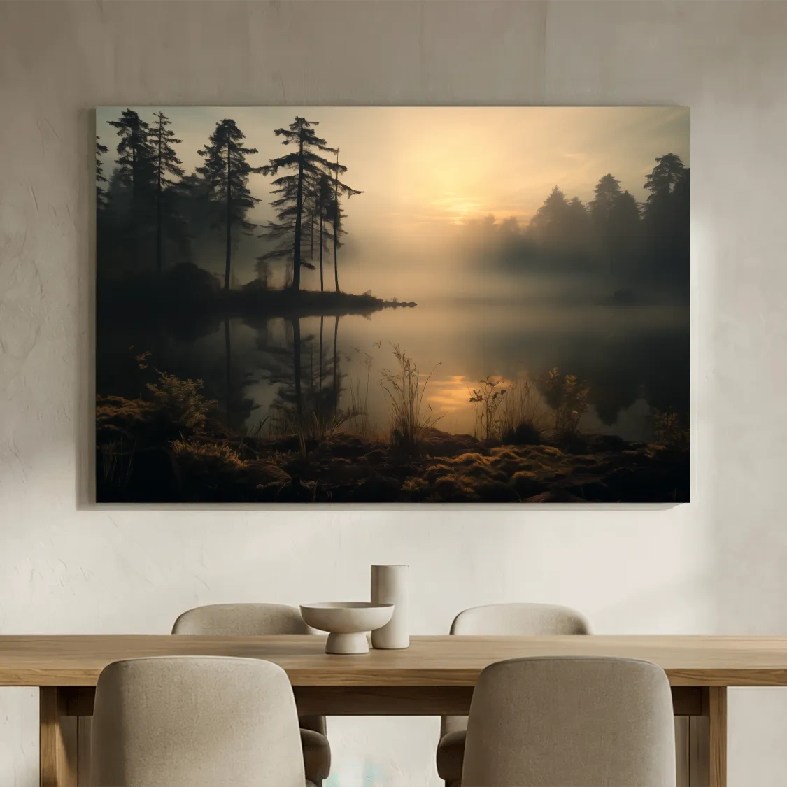 Nature Photography Wall Art - Misty Lake Sunrise & Forest