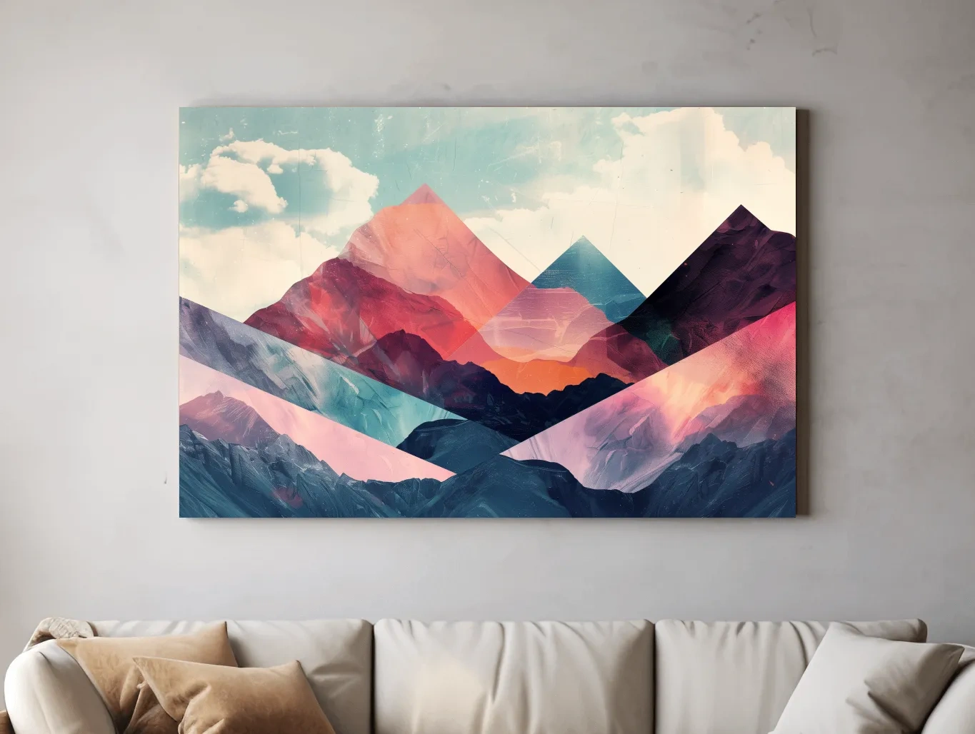 Vibrant Geometric Mountain Peaks - Modern Abstract Collage Wall Art